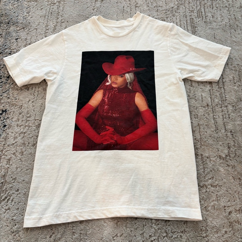 Beyoncé Cowboy Carter 2025 Tour T-Shirt Los Angeles Exclusive White/Red Size S